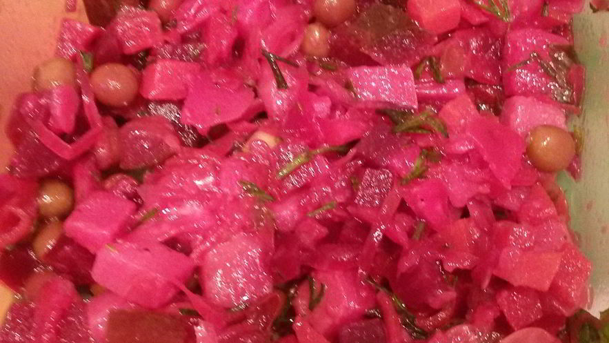 Рецепт винегрета из запеченных овощей с квашеной капустой