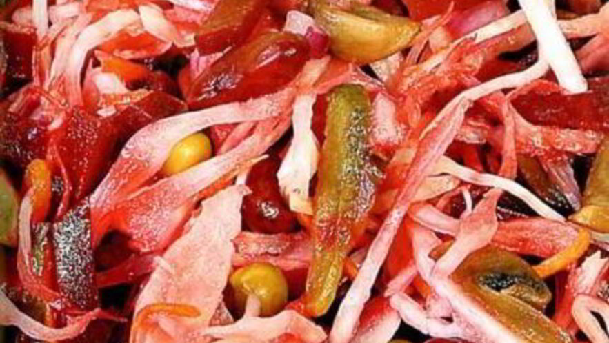 Рецепт винегрета с фасолью и шампиньонами