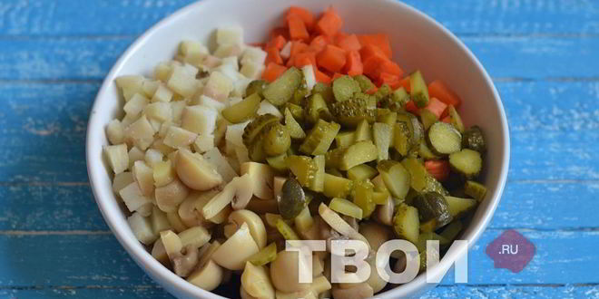 Рецепт винегрета с грибами