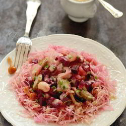 Рецепт Винегрета с капустой, грибами и заправкой без масла