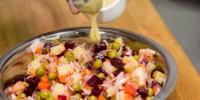 Рецепт винегрета с квашеной капустой и горошком