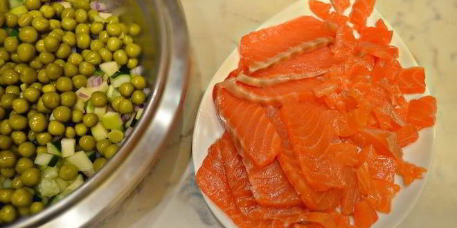 Рецепт винегрета со слабосоленым лососем