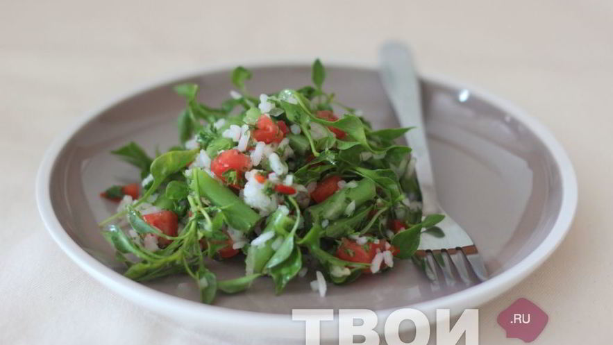 Рецепт зеленого салата с рисом