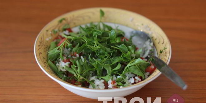 Рецепт зеленого салата с рисом