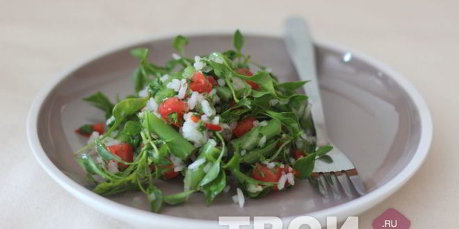 Рецепт зеленого салата с рисом