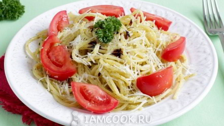 Рецепт спагетти с соусом песто