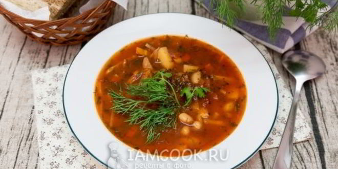 Рецепт борща с консервированной фасолью