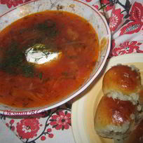 Борщ с пампушками