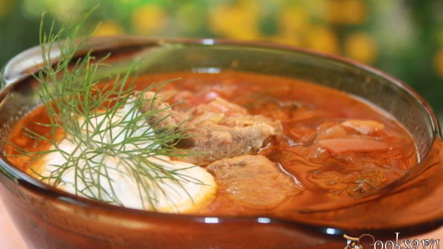 Рецепт борща с виноградными листьями