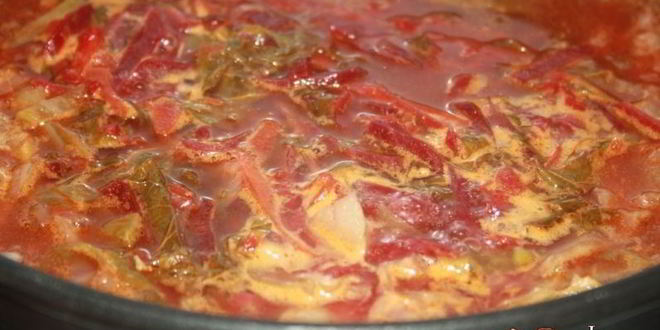 Рецепт борща с виноградными листьями