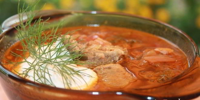 Рецепт борща с виноградными листьями