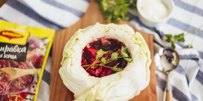 Рецепт борща в капусте