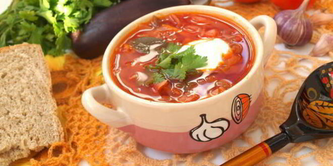 Рецепт постного борща с баклажанами