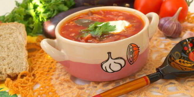 Рецепт постного борща с баклажанами