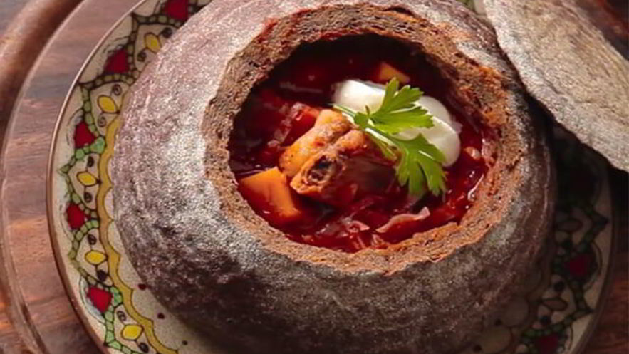 Рецепт украинского борща в хлебе