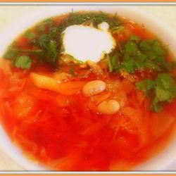 Рецепт Вегетарианского борща с фасолью