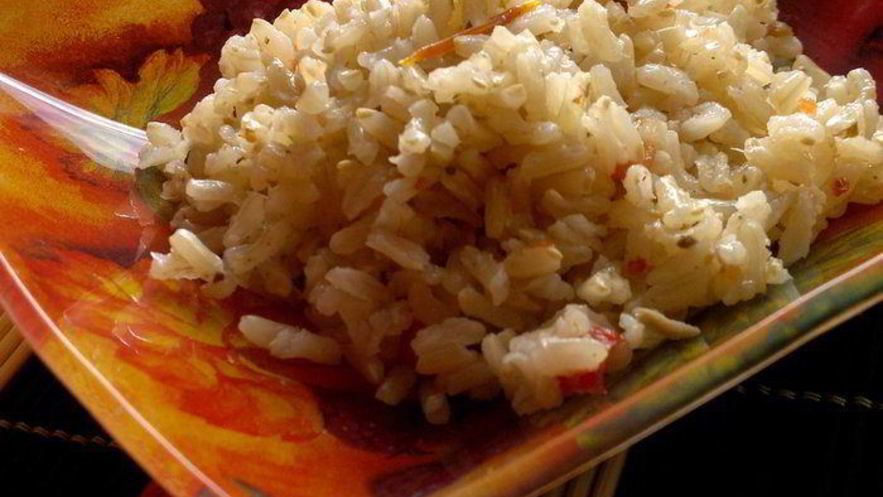 Рецепт бурого риса на курином бульоне