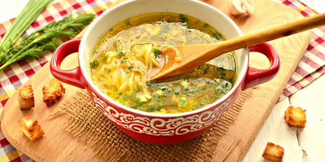 Рецепт грибного супа-лапши на курином бульоне