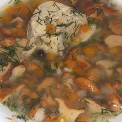 Рецепт Лисичек с курицей в бульоне