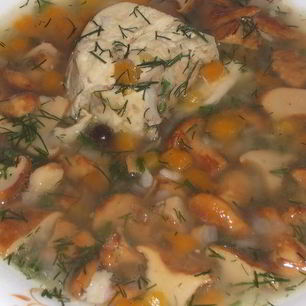 Рецепт Лисичек с курицей в бульоне