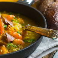 Рецепт Тыквенного супа с бульоном и крупами