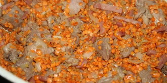 Рецепт чечевично-булгурового суп с индейкой и копченостями