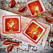 Гаспачо с печенью трески