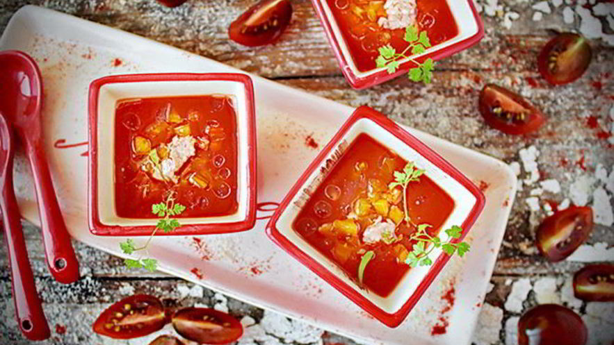 Рецепт гаспачо с печенью трески