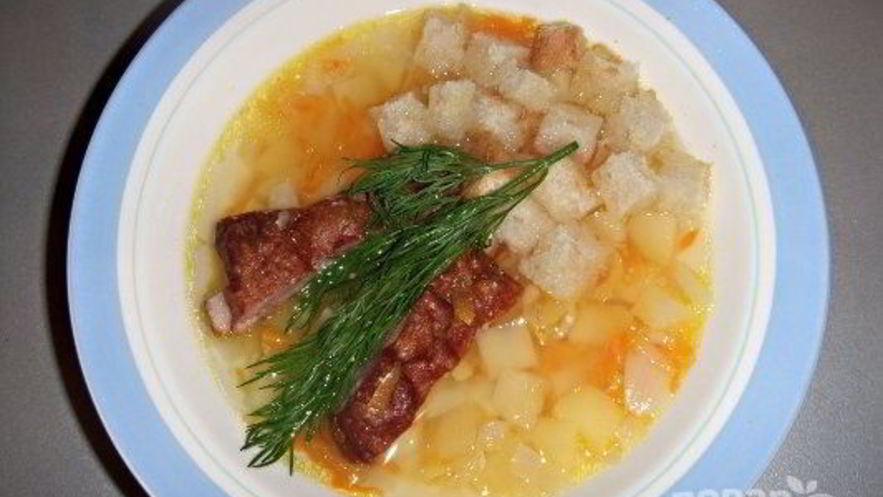 Рецепт горохового супа на копченых ребрышках