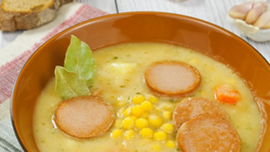 Рецепт горохового супа с колбасой