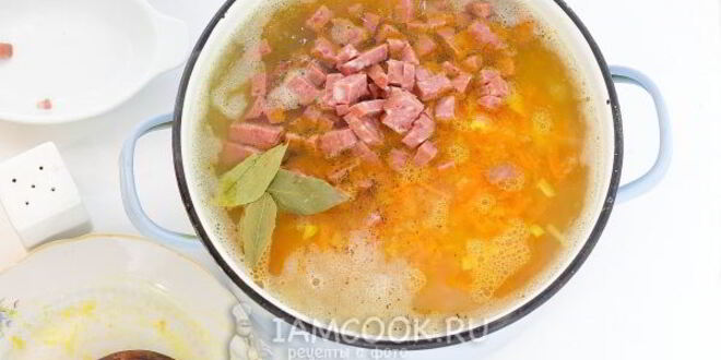 Рецепт горохового супа с копченой колбасой