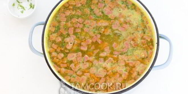 Рецепт горохового супа с копченой колбасой
