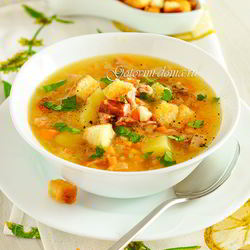 Рецепт Супа горохового с копчеными ребрышками