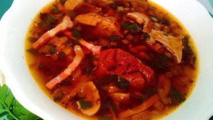 Рецепт Гречневого супа с белыми грибами и беконом