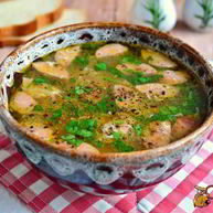 Рецепт Картофельного супа с сосисками и яйцом