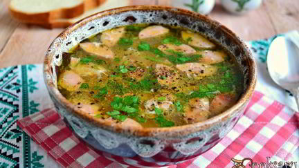 Рецепт Картофельного супа с сосисками и яйцом