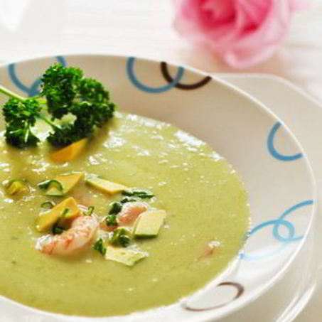 Рецепт Холодного супа из авокадо с креветками