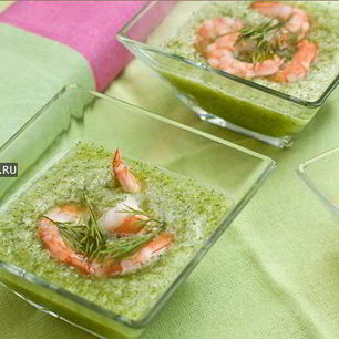 Рецепт Холодного супа из огурцов с креветками