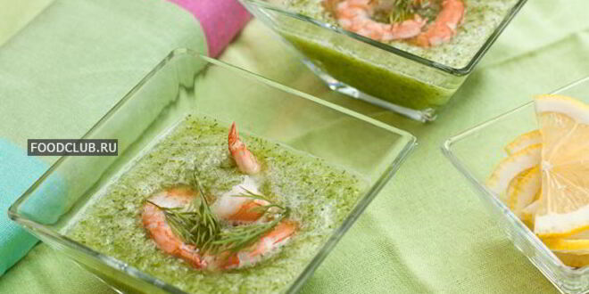 Рецепт холодного супа из огурцов с креветками