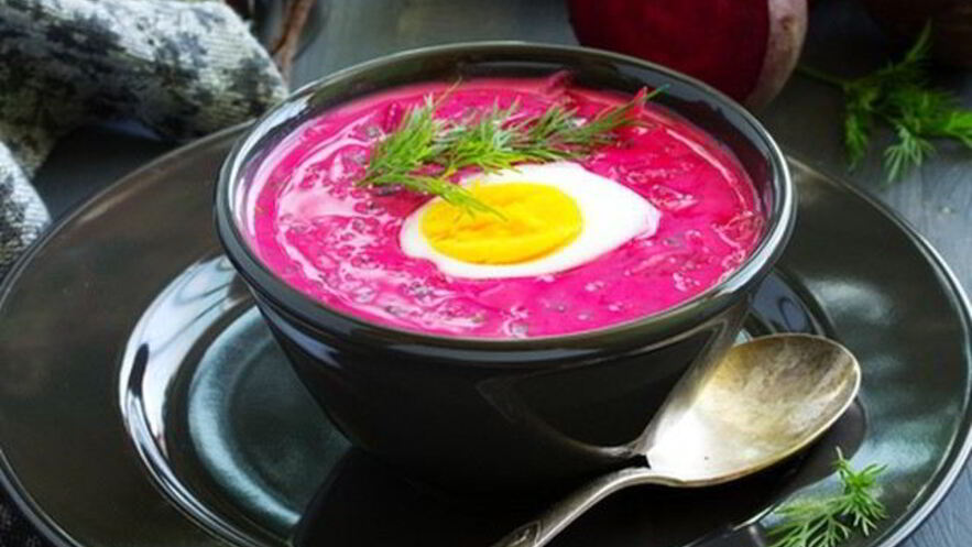 Рецепт густой окрошки со свеклой и куриным филе