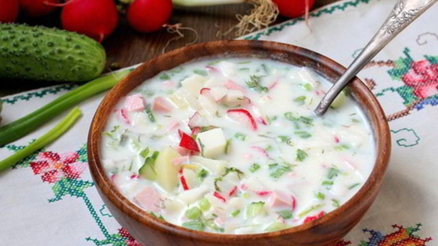 Рецепт классической окрошки с зеленым луком