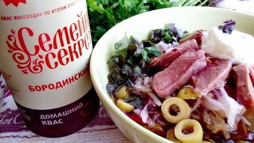 Рецепт окрошки деликатесной с языком