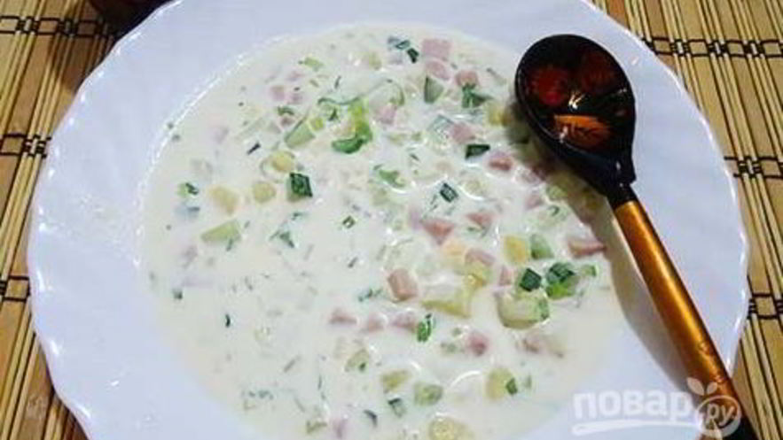 Рецепт окрошки классической с колбасой на майонезе