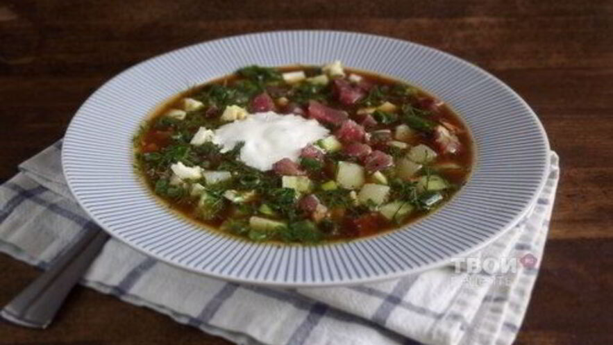 Рецепт окрошки мясной на квасе