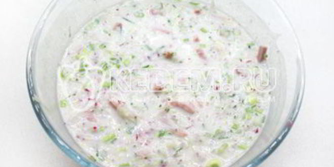 Рецепт окрошки на кефире и минералке