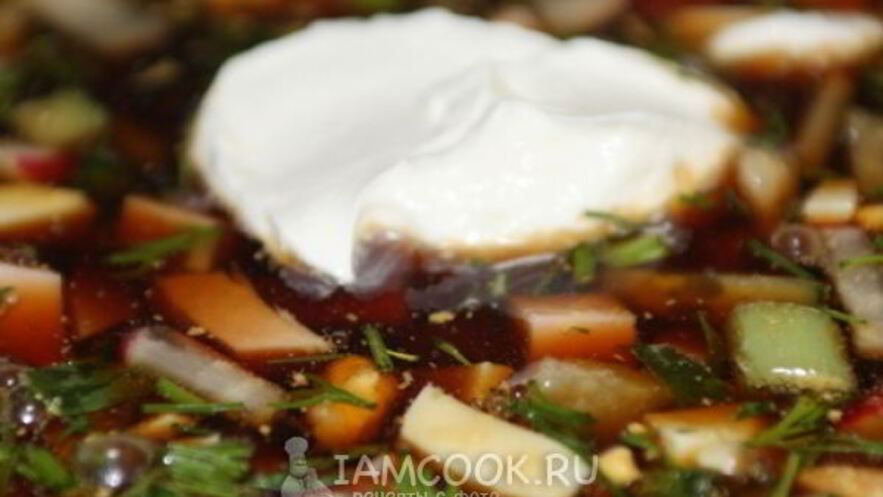 Рецепт окрошки на квасе с докторской колбасой