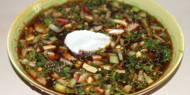 Рецепт окрошки на квасе с докторской колбасой