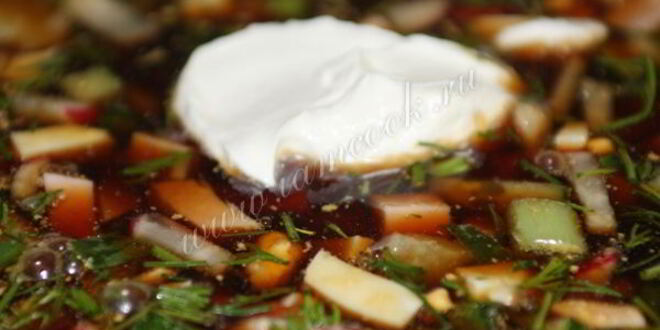 Рецепт окрошки на квасе с докторской колбасой