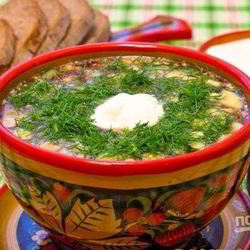 Рецепт Окрошки на квасе с колбасой