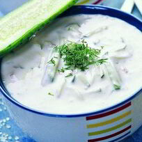 Окрошка на сметане с грецкими орехами